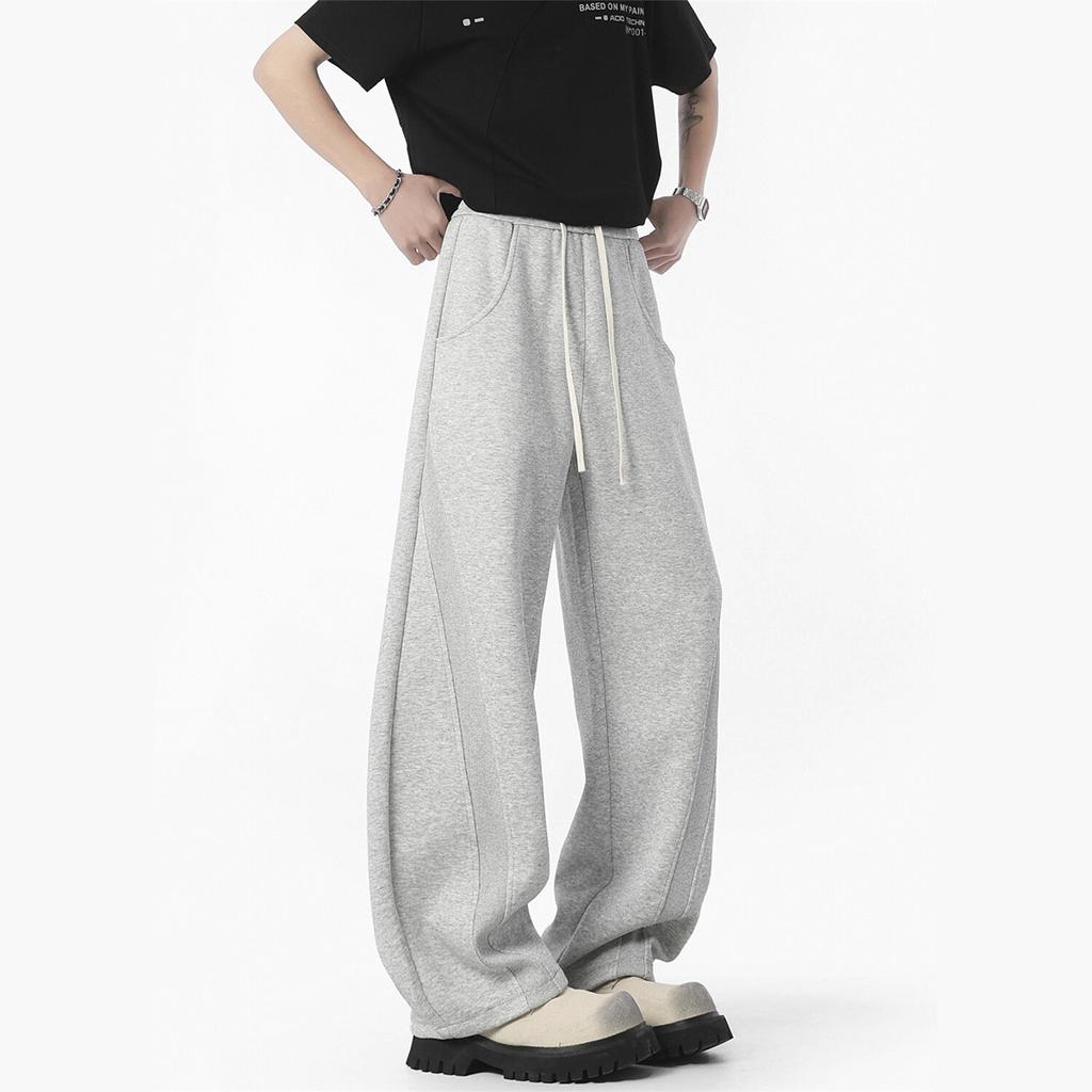 Spring and Autumn American Deconstruction Solid Color Scimitar Sweatpants Men's Cleanfit Loose Straight Versatile Wide-leg Pants