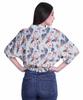 Moomaya Printed Boxy Sleeve Tops For Women V-Neck Elastic WaistA  Kimono Top