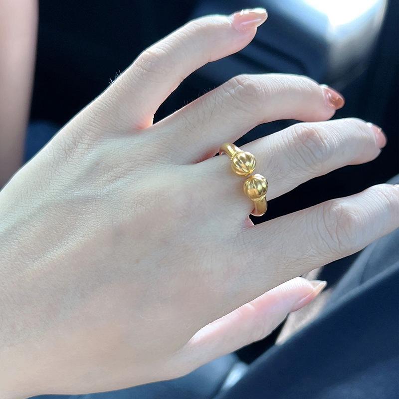 Ancient gold pumpkin head ring fashionable retro light luxury index finger ring opening adjustable jewelry
