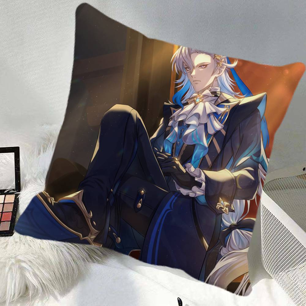 Game Genshin Impact Neuvillette Pillow Case Square Pillow Bedroom Sofa Leisure Comfort Cushion Car Home Decoration