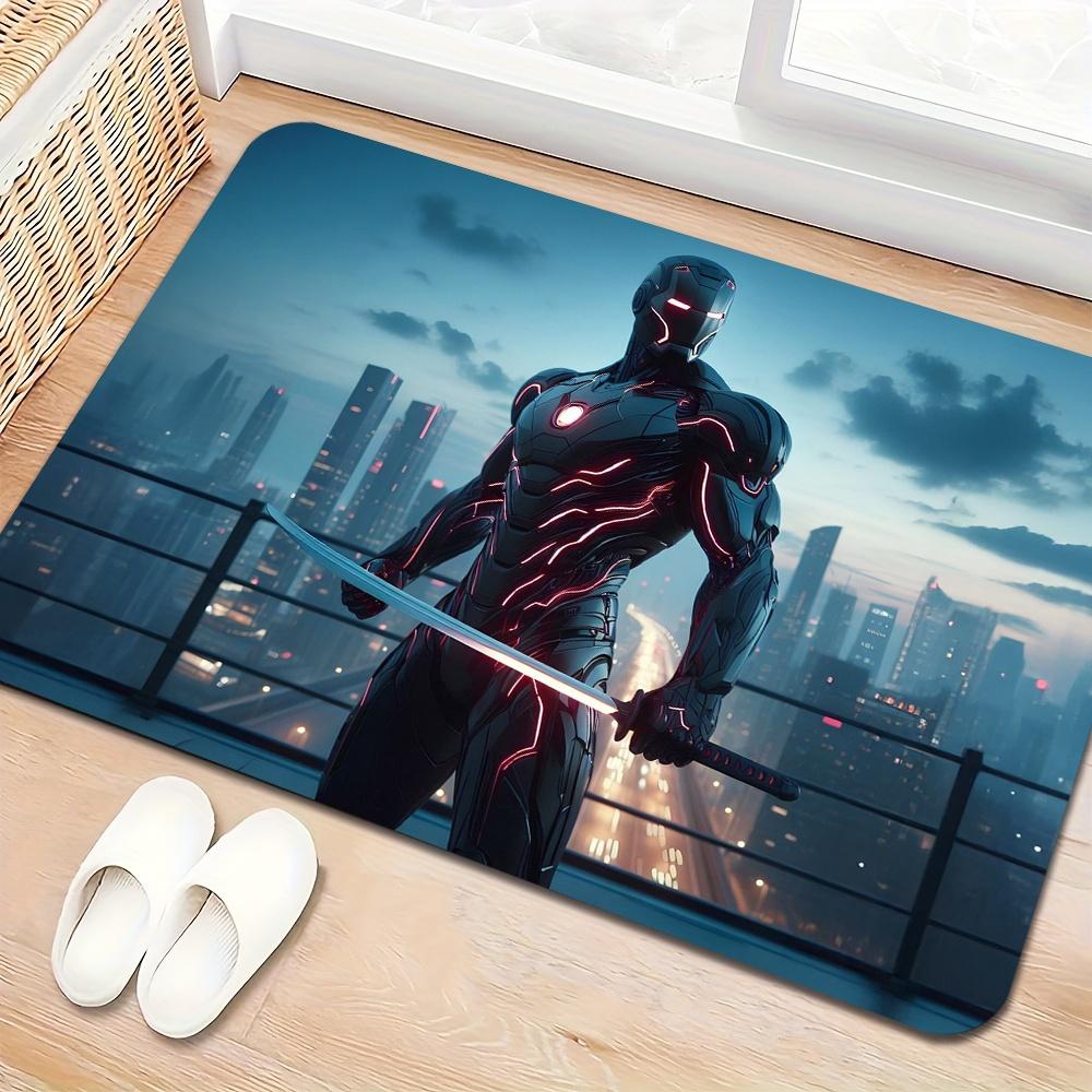1pc, Floor Mat, Designed with Superhero & Classic  Heroes Theme, Multiple Sizes, Suitable for Living Room, Bathroom, Kitchen,