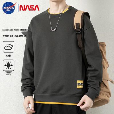 NASA NOAH Men's Crewneck Fake Two-Piece Sweatshirt