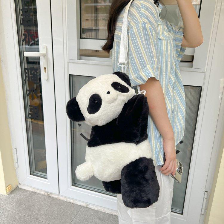Cute Plush Panda Shoulder Bag For Women Students Soft Fluffy Crossbody Purse Versatile Fashionable Small Handbag