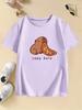 Cartoon Capybara Eating Food Print Trendy T Shirts Manga Kids Childrens Tshirt Boys Girls Summer Spring Casual Top Tee Shirt