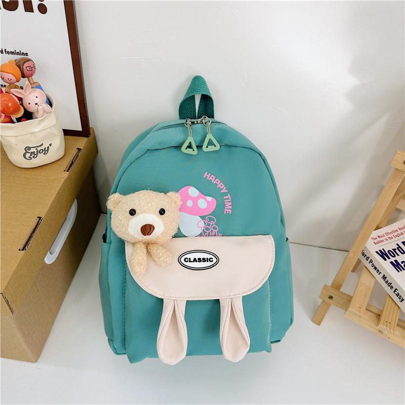 Cute Bear Pattern Kids Backpack For Preschool Durable Nylon With Padded Straps