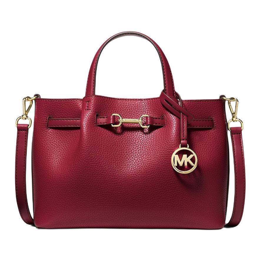 

Michael Kors MK Carson Hardware Accessories Leather Shoulder Tote Bag Small Women Handbags Cranberry-Red 35S5G2ZS5T-606 Basic Set (Bag+Dust Bag)