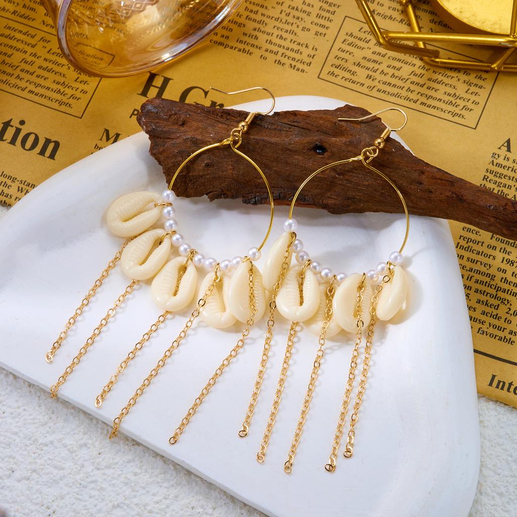 Bohemia Shell Long Tassel Earrings for Women Ocean Series Starfish Scallops Dangle Earrings Charms Summer Beach Party Jewelry