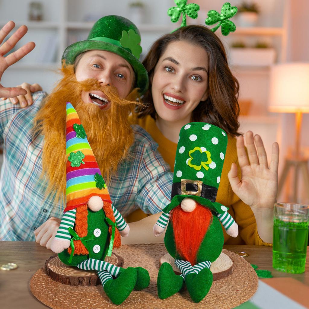 Patricks Day Long Leg Gnomes Plush Dolls Figurine for Festival Table Decors Leprechaun Swedish Elf Stuffed Figure Toy