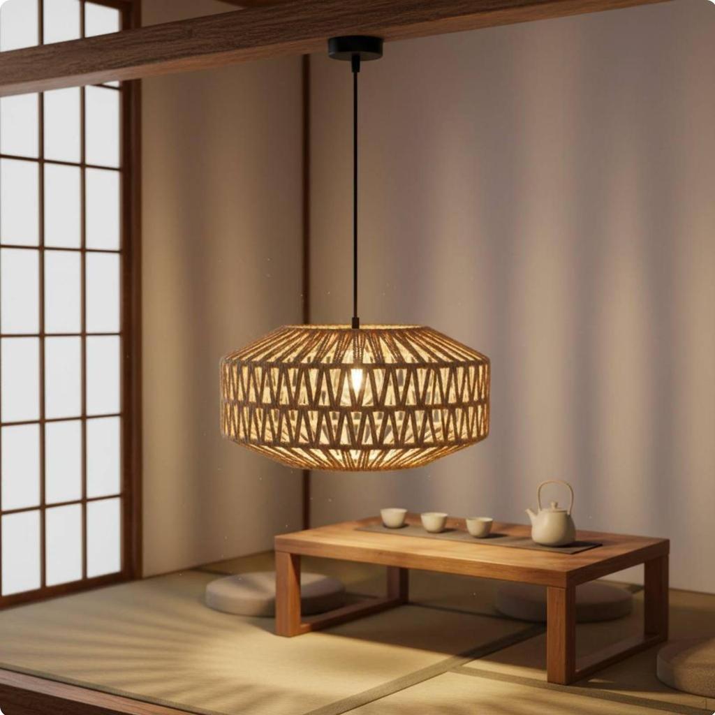 Rattan Weave Lamp Cover Material Woven Rope Lampshade NordicAsian Design Drum Pendant Light Shade
