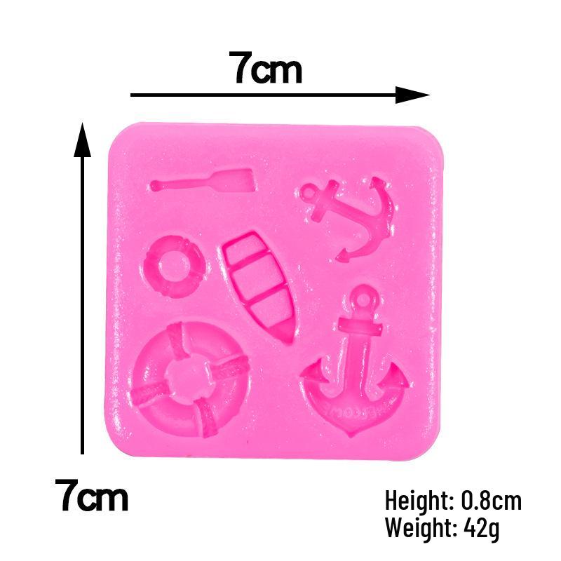Fondant Waffle Cookie & Chocolate Mold - Heart, Star, Ship Anchor Ocean Theme Silicone Plaster Mold