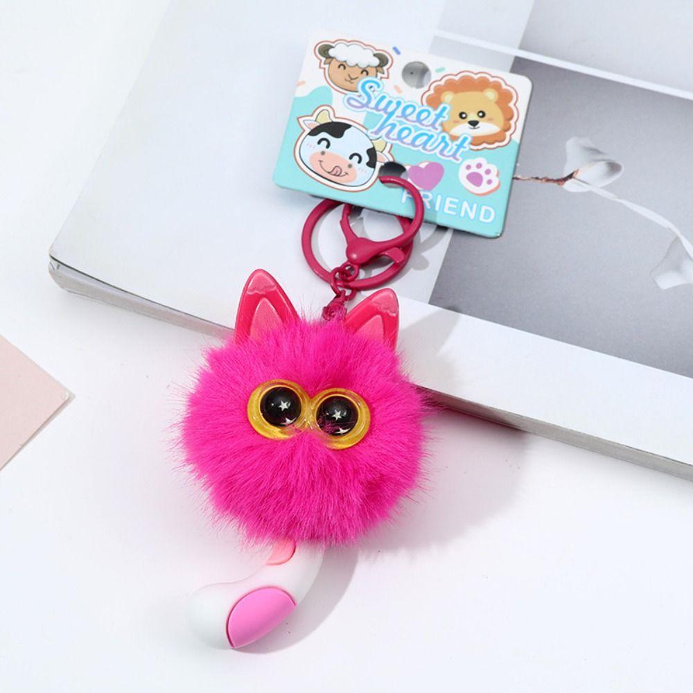 Decorative Small Briquettes Keychain Cartoon Cat Plush Ball Key Chain  Women Men