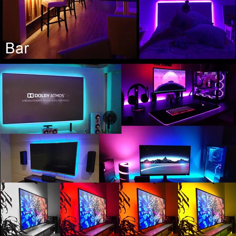 1-30m Bluetooth USB LED Strip Lights 5V 5050 RGB APP Remote Control Color Changing Flexible Tape TV Backlight Room Decoration