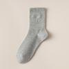 5/10 Pairs Comfortable Casual Embroidered Bow Socks for Women Solid Color Moisture Wicking Breathable Mid Calf Socks Spring Autumn Long Cotton Socks