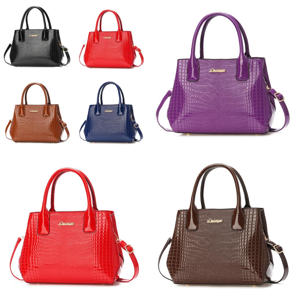 Stylish And Trendy Stone Texture Large Capacity Shoulder Bag For Women In Black Red Yellow Blue Purple And Coffee