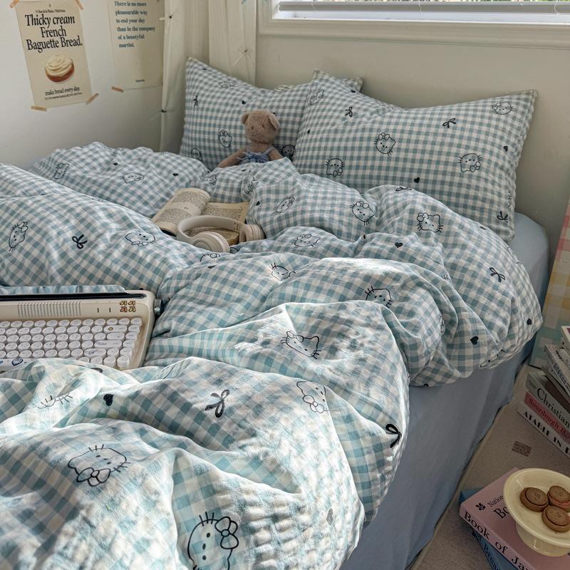 Pure Cotton Bedding Set Four-piece Set Skin-friendly Breathable and Comfortable Bed Sheet Quilt Cover Pillowcase