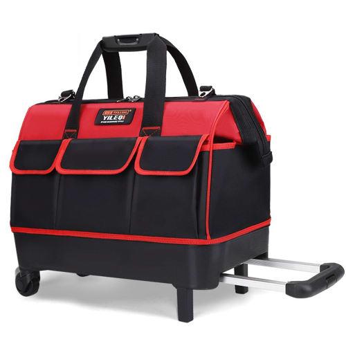 

FMAFNLY Toolbox, Tool Bag, Trolley Case with Casters, 14 Pockets, Shoulder Strap, Large Storage, Specialized Bottom, Water-Repellent Finish, 20-inch,