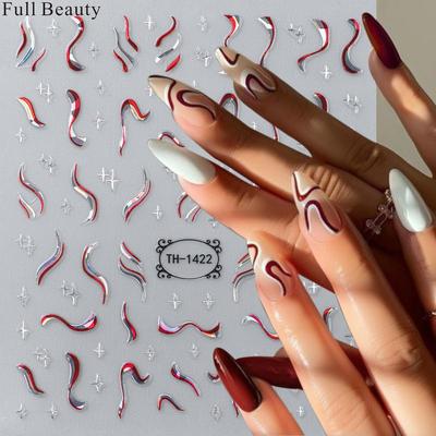 French Nail Stickers Liner Nail Art Decals Colorful Sliders Manicure Decor