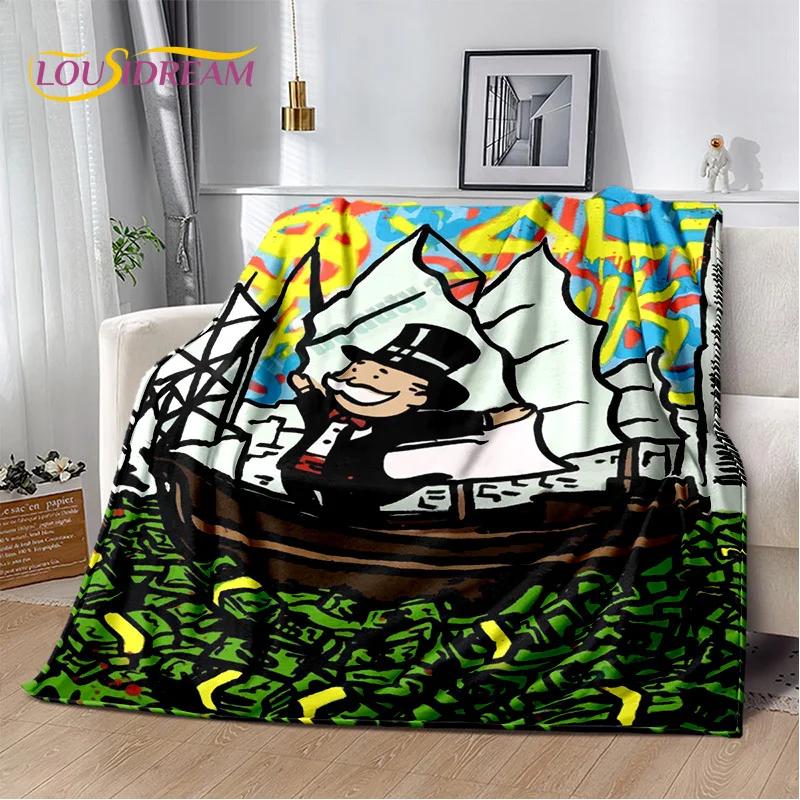 Games Dollar Monopoly Cartoon Money Soft Blankets,Keep Warm Throw Blanket Comfortable Blanket for Picnic Beds Sofa Home Bedroom