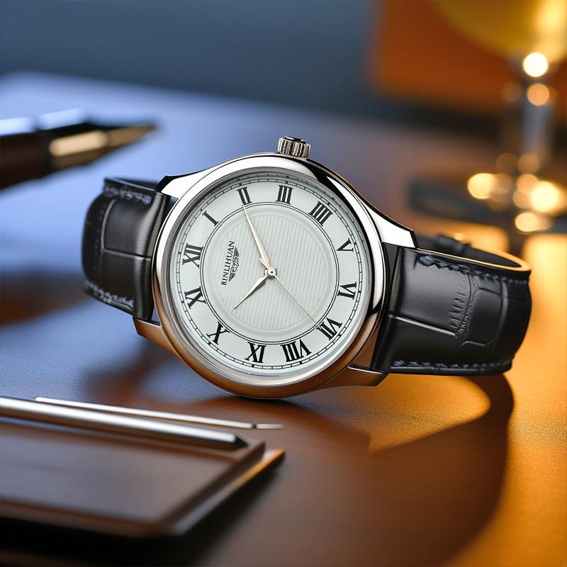 Business Men's Quartz Watch Vintage Leather Strap Wristwatch