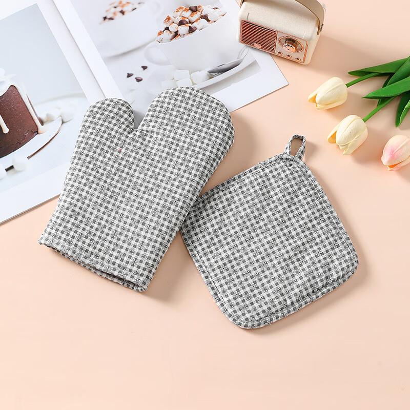 JINMEILI Floral Heat Resistant Oven Mitt & Pot Holder Set