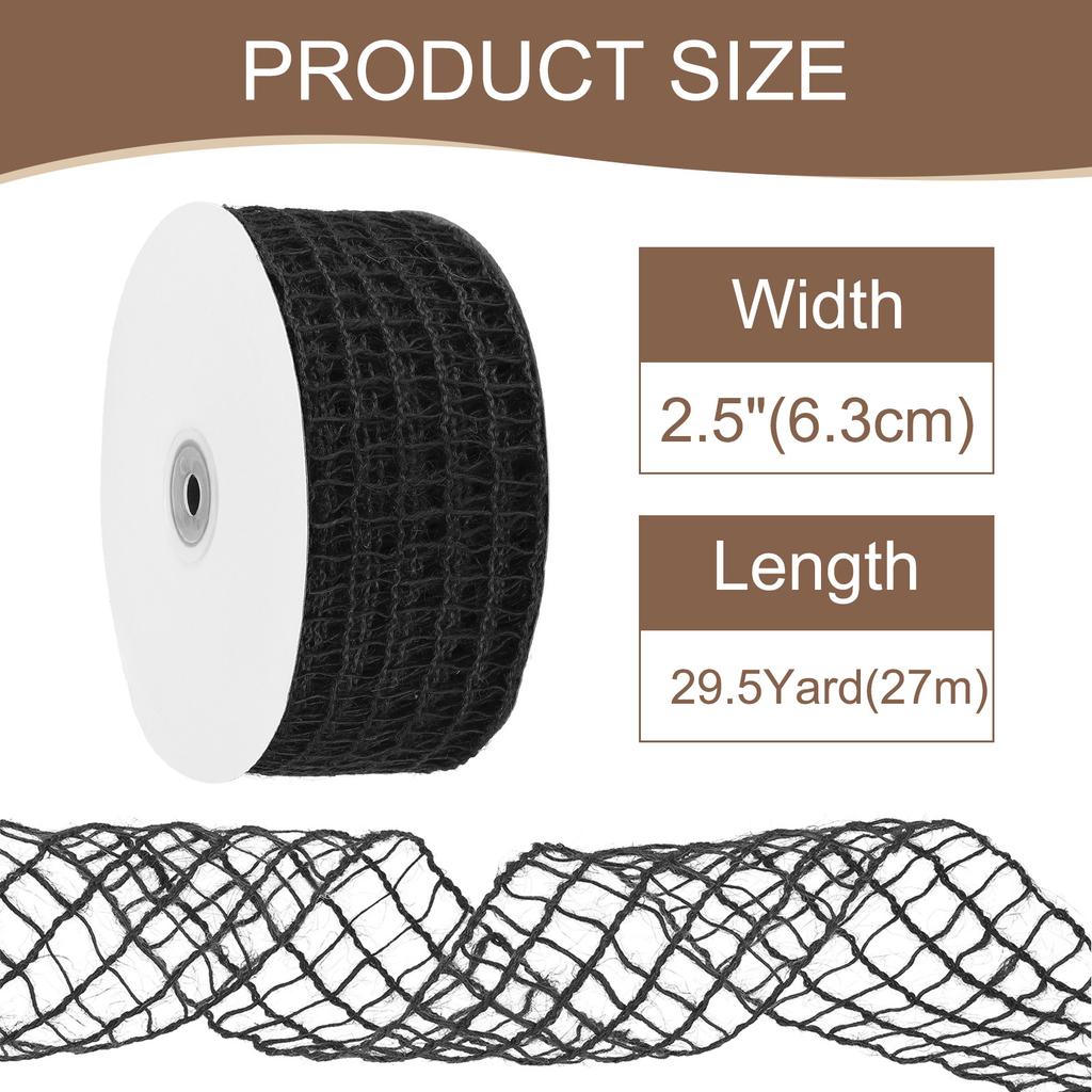 1/2pcs Mesh Burlap Wired Ribbon Natural Jute Fabric Ribbons Linen Woven Ribbon Rolls for Christmas Halloween Party 2.5" x 30Yard