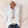 European And American Spring And Summer Solid Color V Neck Bag Ladies Blouse Loose Casual Large Size Shirt