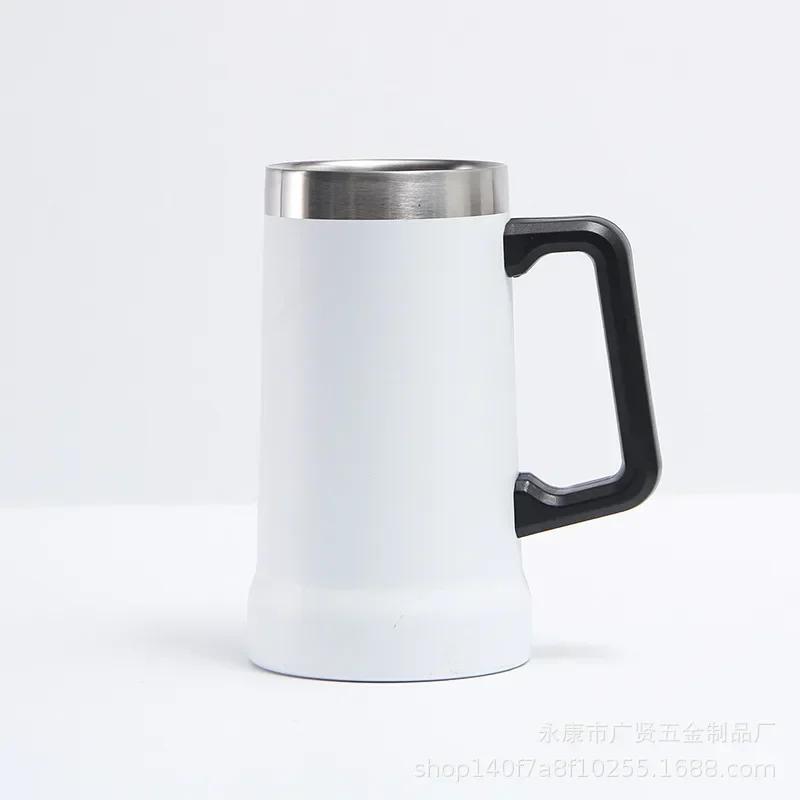 Insulated Beer Stein Drinking Coffee Mug Stainles Steel Tumbler Bottle with Handle Double Walled Thermal Mug Keep Drink Ice Cold