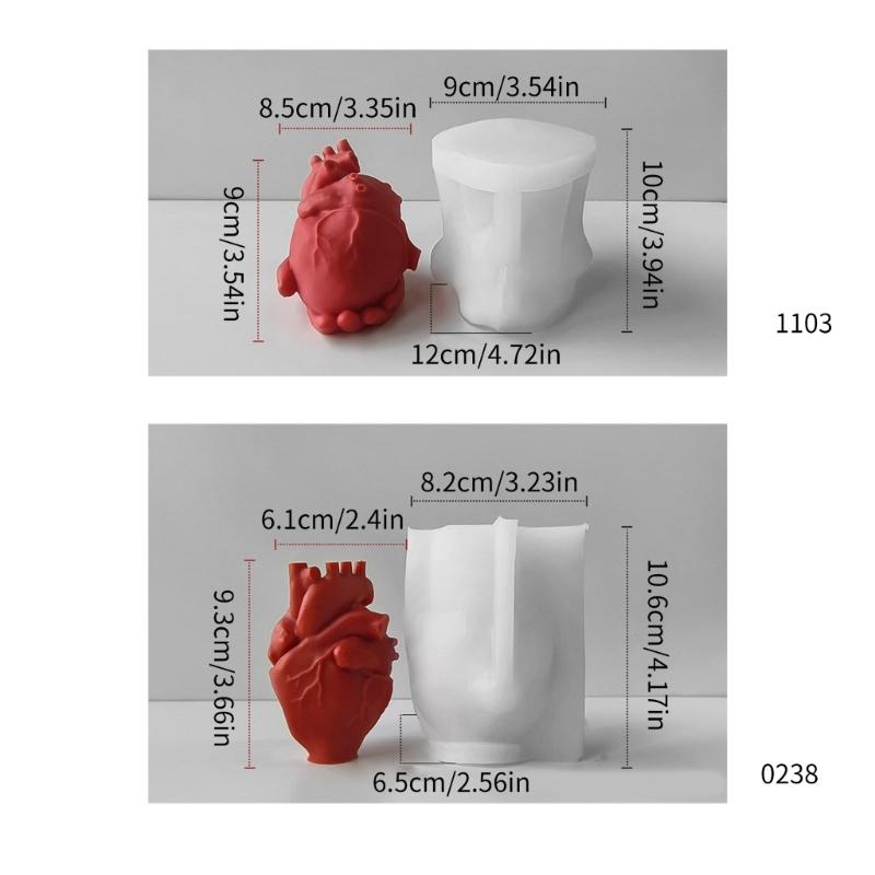 Künstliche Herz-Kerzenformen, Herz-Harzformen zur Herstellung von Kerzen, Seife, Muffins, Schokolade, Fondant, Dekorationen, Backen