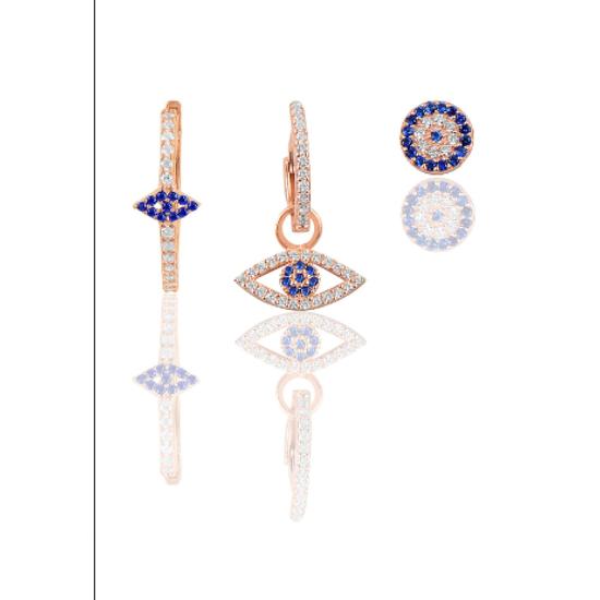 

Серьги-комбинации с серебряными розами и цирконом в виде челнока от сглаза