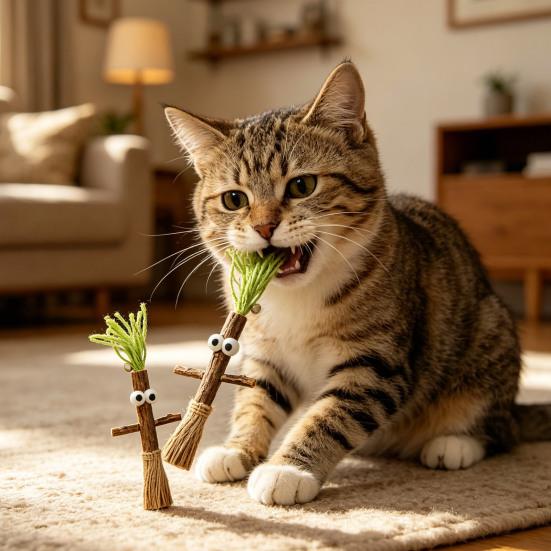 Jouet pour chat Silver Vine Jouet à mâcher pour chat en bois naturel Jouet sûr pour le nettoyage des dents Jouet Kicker pour chat pour chaton poussée dentaire Divertissement solo