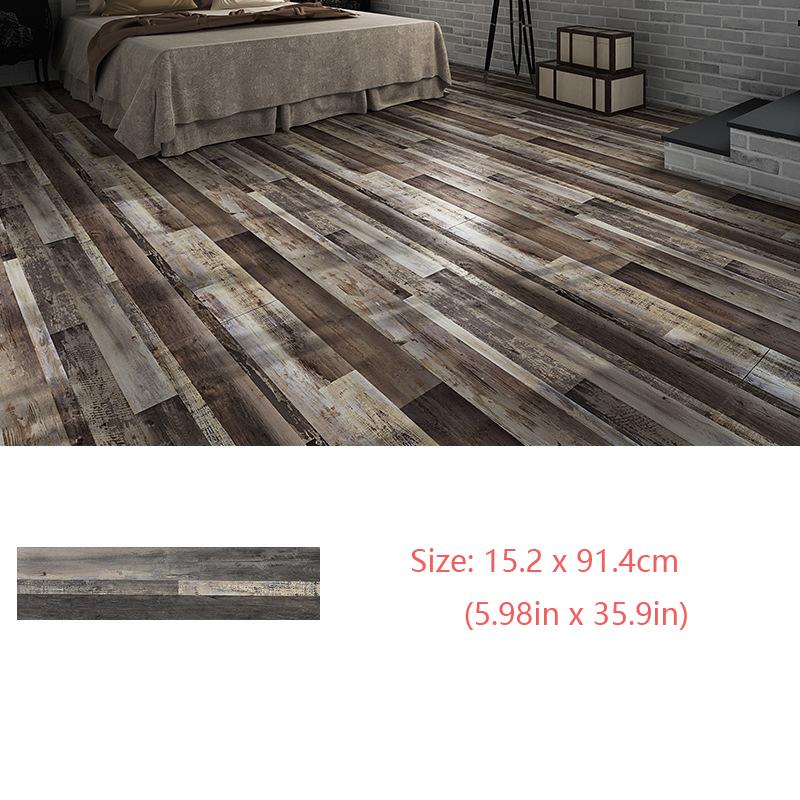 Self-Adhesive Wood Grain Floor Wallpaper Waterproof Wall Sticker Bedroom Living Room Toilet Kitchen Home Decor Floor Sticker