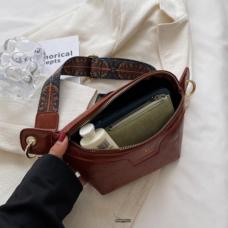 Monochromatic Leather Chest Bag for Women  Crossbody Bags  Belt Bags  Luxury Bags  Women's Fashion