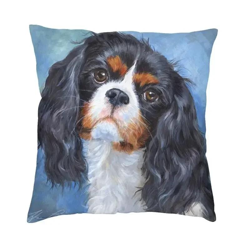 Cavalier King Charles Spaniel Luury Pillow Cover Home Decorative Dog Animal Cushions for Sofa Double Sided Print Chair CushionWhite