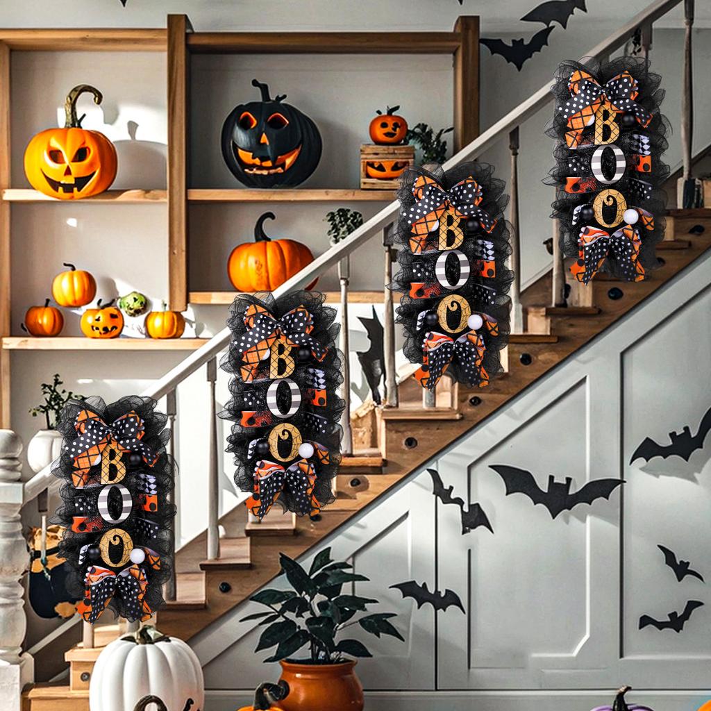 Halloween Garland Door Hanging Wreath Halloween Scary Pumpkin Garland House Courtyard Decoration Pendant