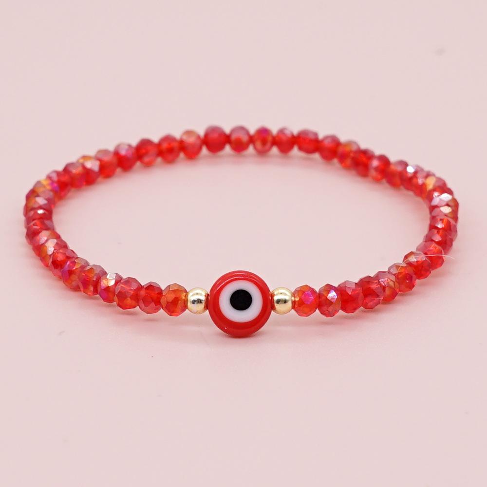 1pc Evil Eye Bracelet for Women Fashion Couple Jewelry Solid Colorful Faceted Crystal Beaded Bracelets Summer Jewellery Gift