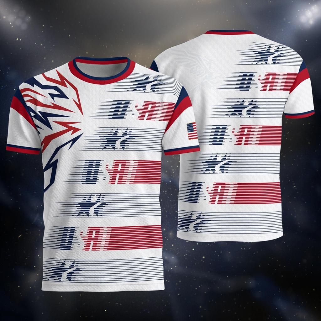 Men's USA Football Graphic Jersey Short Sleeve Crew Neck T Shirt Athletic Fit Lightweight Soccer Top for Outdoor Sports and Casual Wear