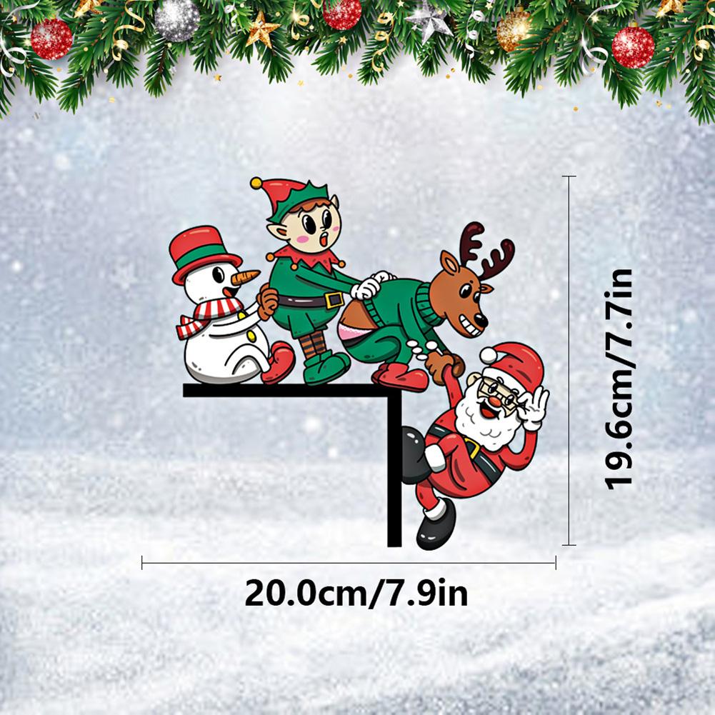 Christmas Door Frame Decor Sticker Snowman &Santa Claus Wooden Door Corner Decor Creative Funny Wall Art For Living Room Bedroom