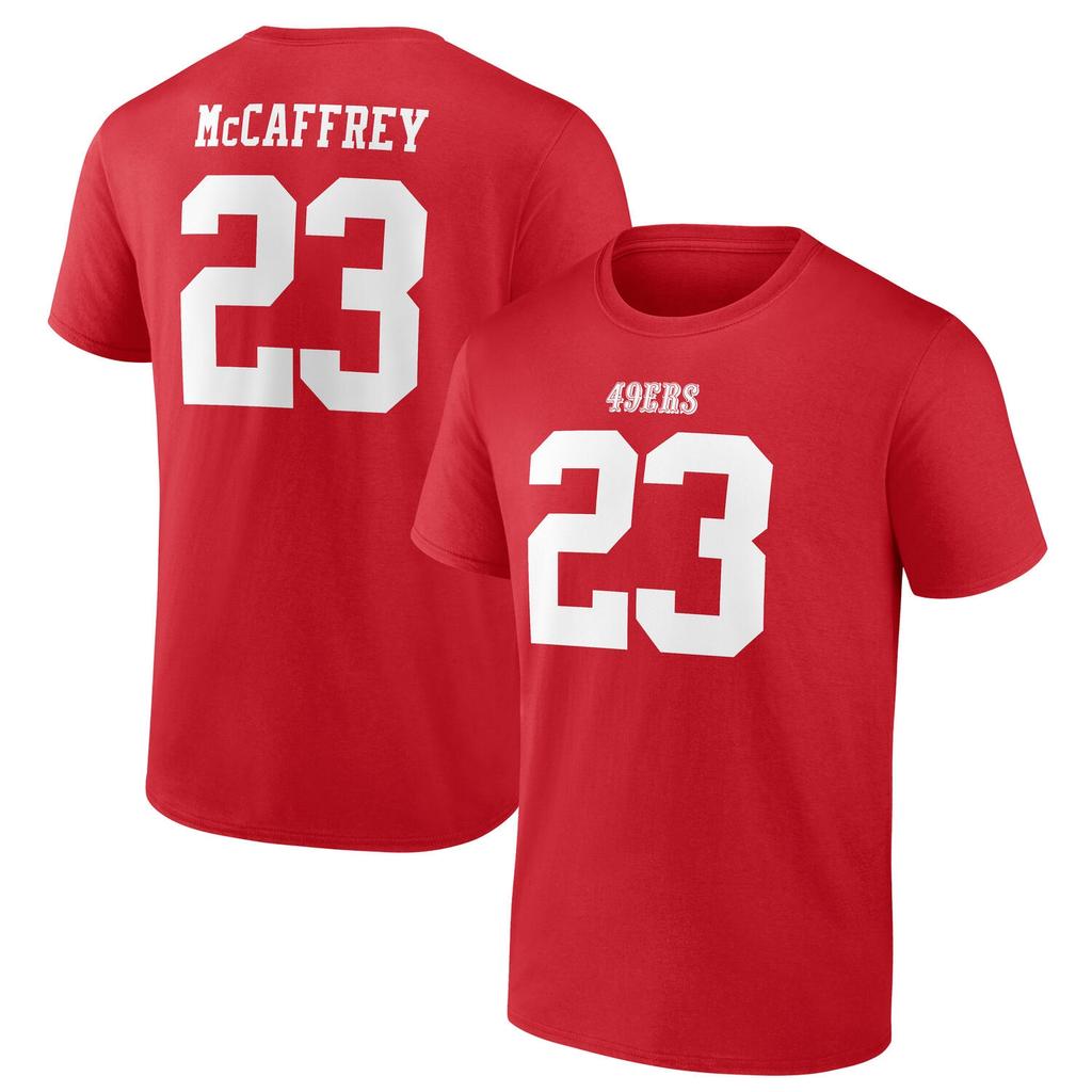 Christian McCaffrey #23 San Francisco 49ers Spieler NFL T-Shirt Rot