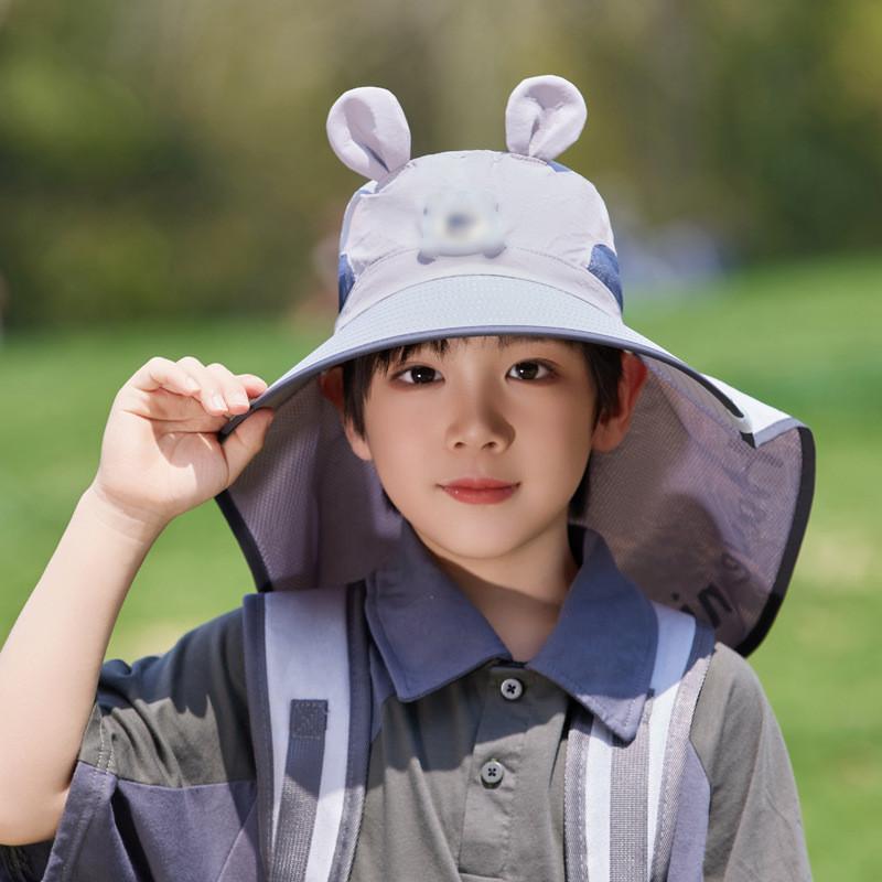 Kids Wide Brim Sun Hat With Breathable Fabric And Sun Protection For Playtime Outdoors серый
