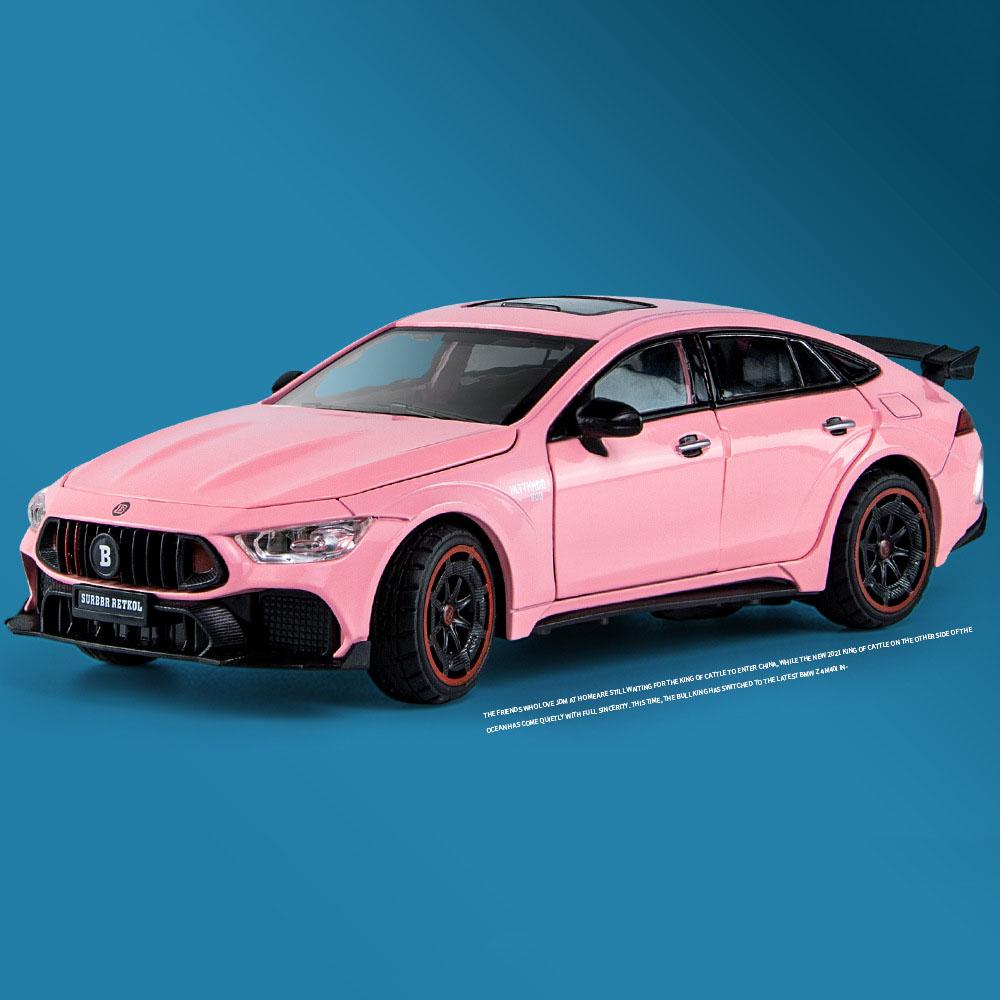 

1:24 Metal Simulation Brabus 900 AMG GT63 Alloy Car Toy Model Collection Automobile Ornaments 6 Open Door Foldable Side-Mirrors рожевий