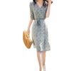 High-End Floral Mulberry Silk Mid-Length Dress