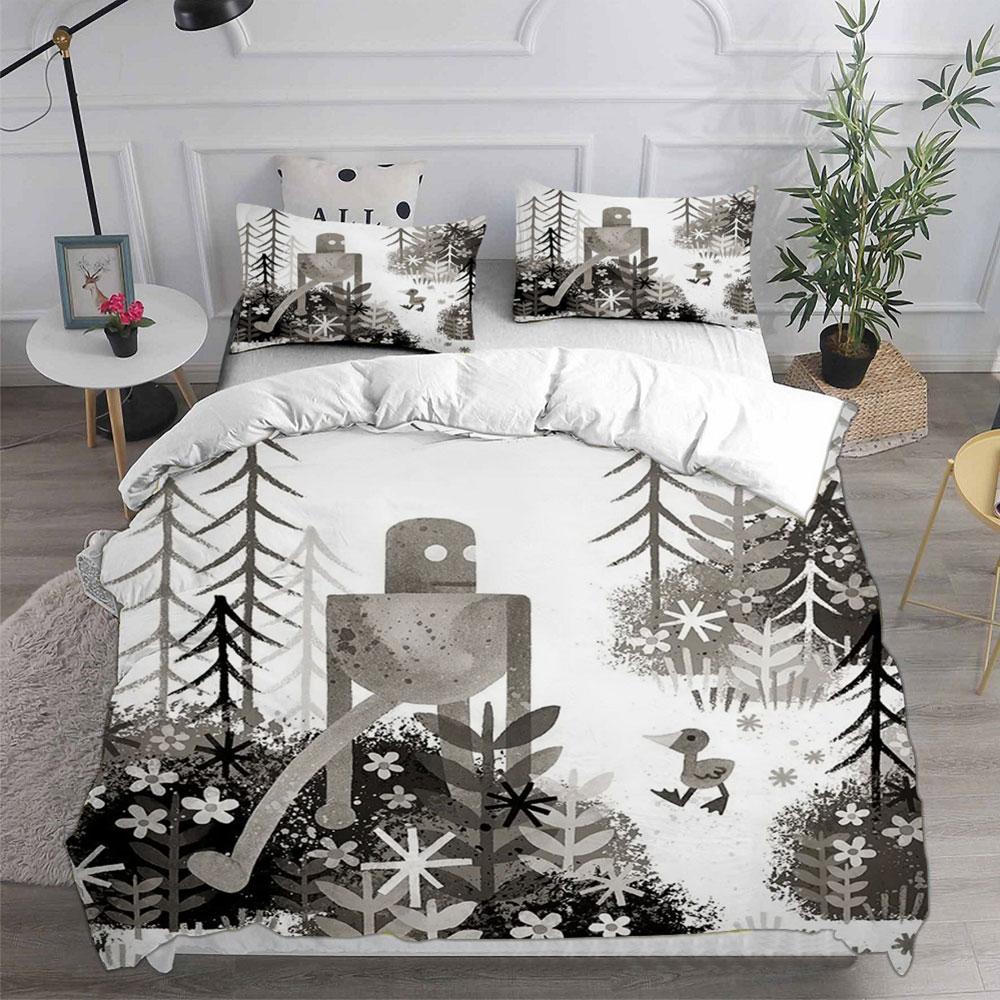 The Wild Robot (2024) Bedding Sets Bed Cover Comforter Duvet Cover Pillow Case 2-3 Pieces Sets Kids Adult Bedroom Decor