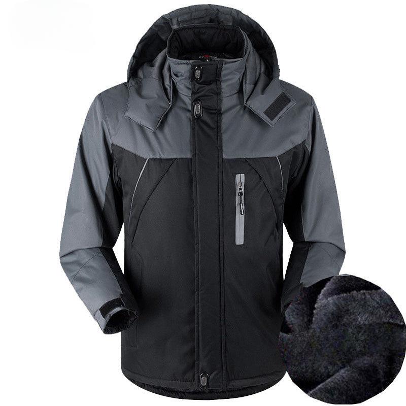 Jacket Men's Plus Velvet Thickened Winter Jacket Large Size Padded Jacket Jacket Men's Work Clothes Loose Cotton-padded Warm Labor Insurance Overalls