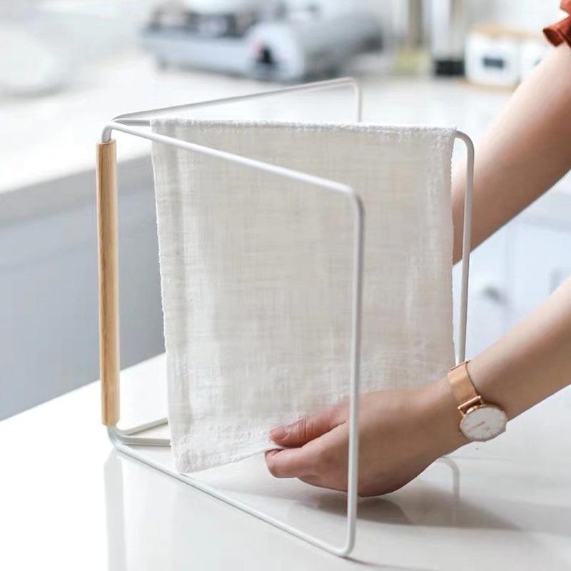 Japanese Kitchen Towel Rack Countertop Lazy Rag Drying Rack Multi-functional Vertical Foldable Storage Rack Hanger
