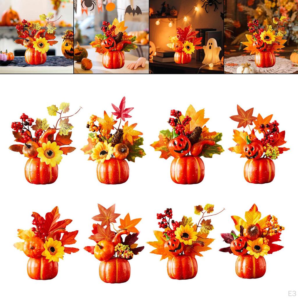 Autumn Pumpkin Sturdy Table Centerpiece Thanksgiving Artificial for Mantel, Fireplace, Desk,