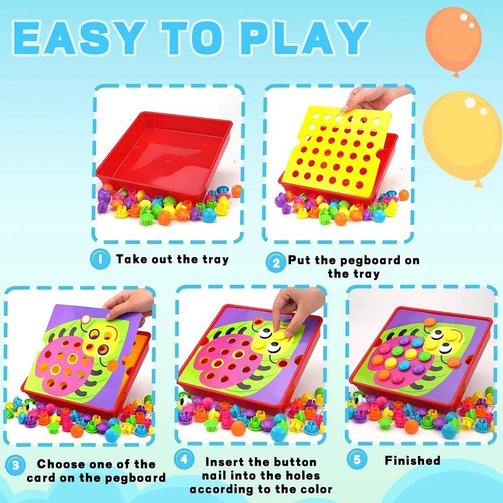 Children'S Button Puzzle Mushroom Nail Puzzle Intelligence Development Early Education Cognitive Puzzle Toy