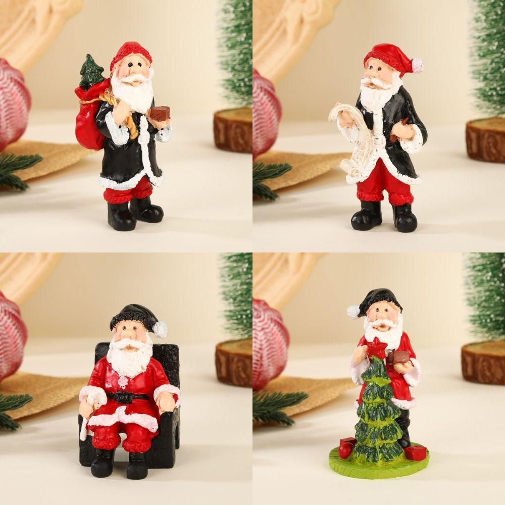 New Christmas Santa Claus Ornaments 10cm Resin Material Miniatures Model Doll House Accessories Mini Statue Doll Home Decor