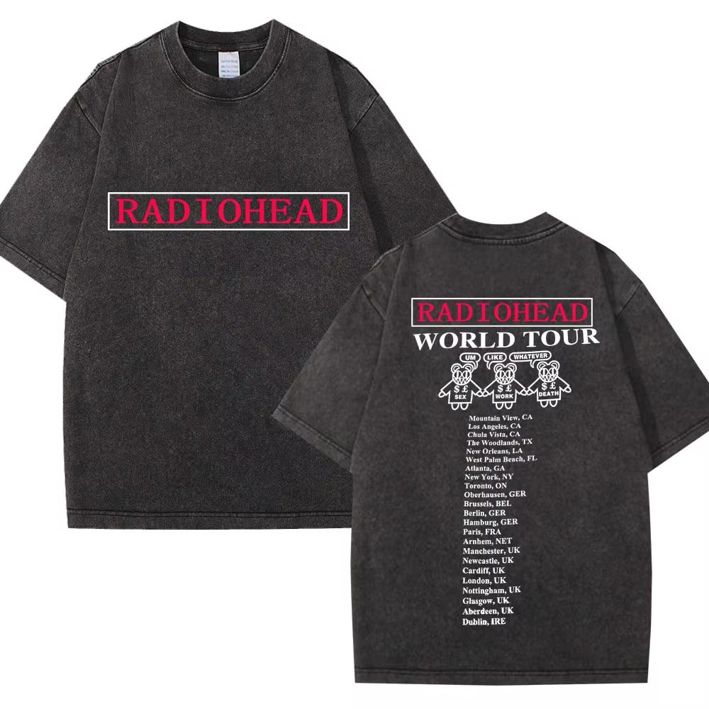 Wyprała Koszulka Retro Rock Band Radiohead The Bends Mężczyźni Kobiety Moda Hip Hop Gotycka Koszulka Oversize Bawełniana Codzienna Męskie Koszulki