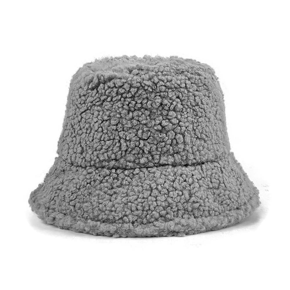 Unisex Bucket Hat Graffiti Solid Women Men Fishing Fisherman Autumn Winter Lamb Wool Outdoor Warm Cap