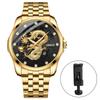 Dragon Stainless Steel Gold Analog Waterproof Quartz Fashion Watch In Gold Perfect Gift for Day Men's Watch Display, Calendar, Watch, - Birthdays,